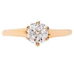 Classic and Simple Victorian Diamond Gold Solitaire Engagement Ring Classic and Simple Victorian Diamond Gold Solitaire Engagement Ring