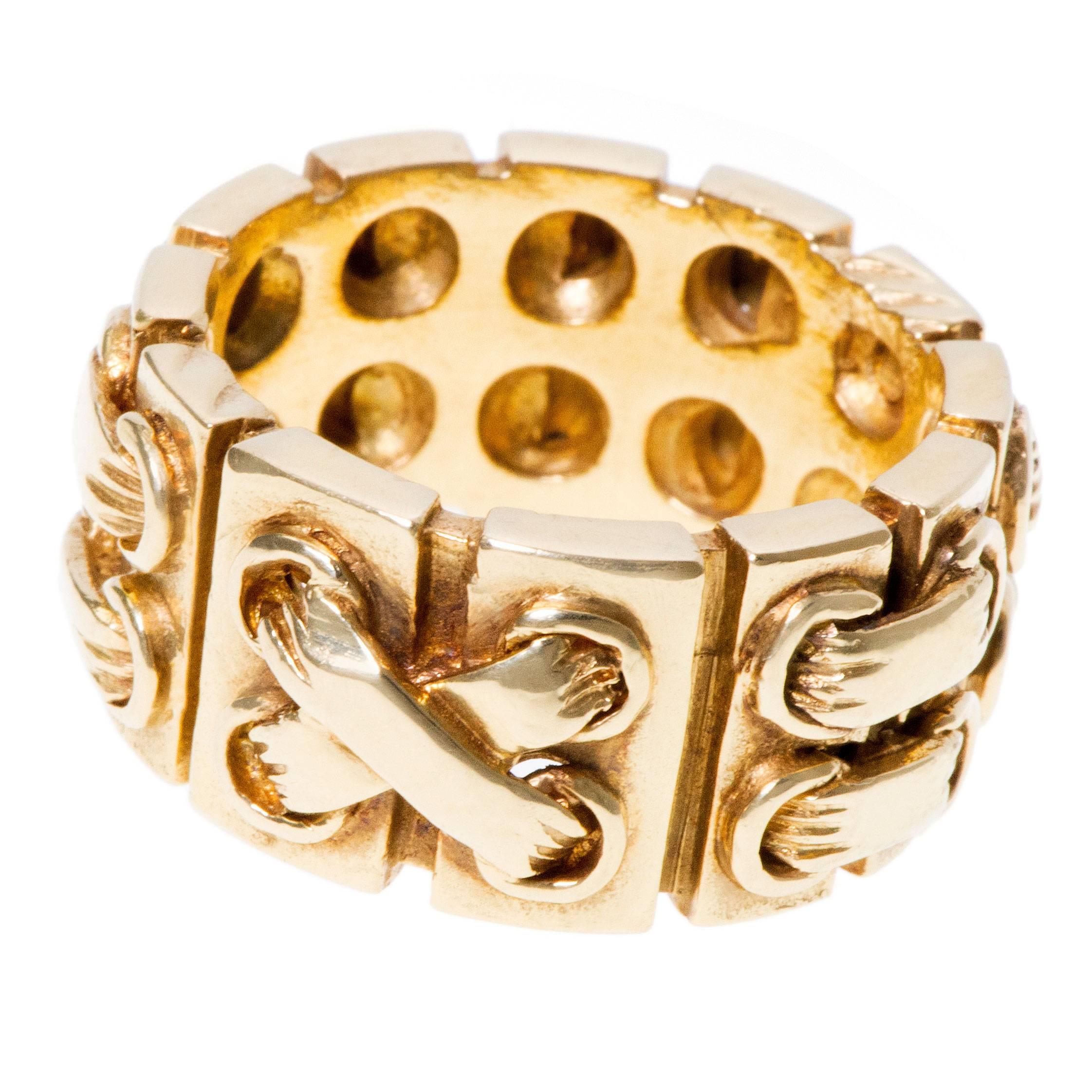 Cartier Gold Stitch Link Ring