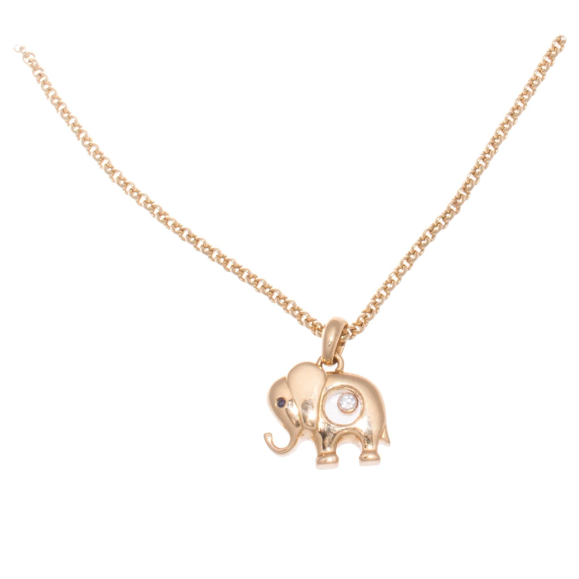 Chopard Sapphire Diamond Gold Happy Elephant Necklace