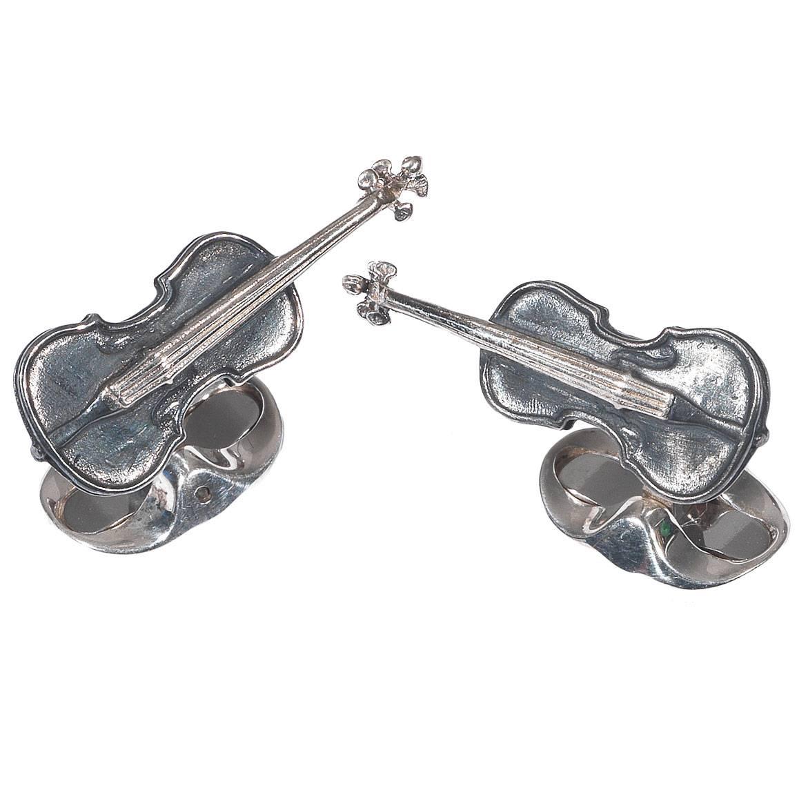 Deakin & Francis Black Violin Cufflinks For Sale