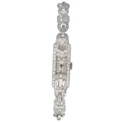 4.26Ct Diamond & Platinum Cocktail Watch - Art Deco Style - Antique Circa 1930 1