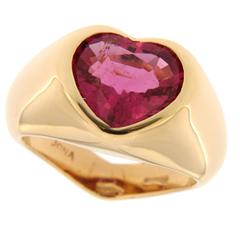 Jona Rubelite Tourmaline Gold Heart Signet Ring 10