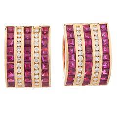 Ruby Diamond Gold Earrings