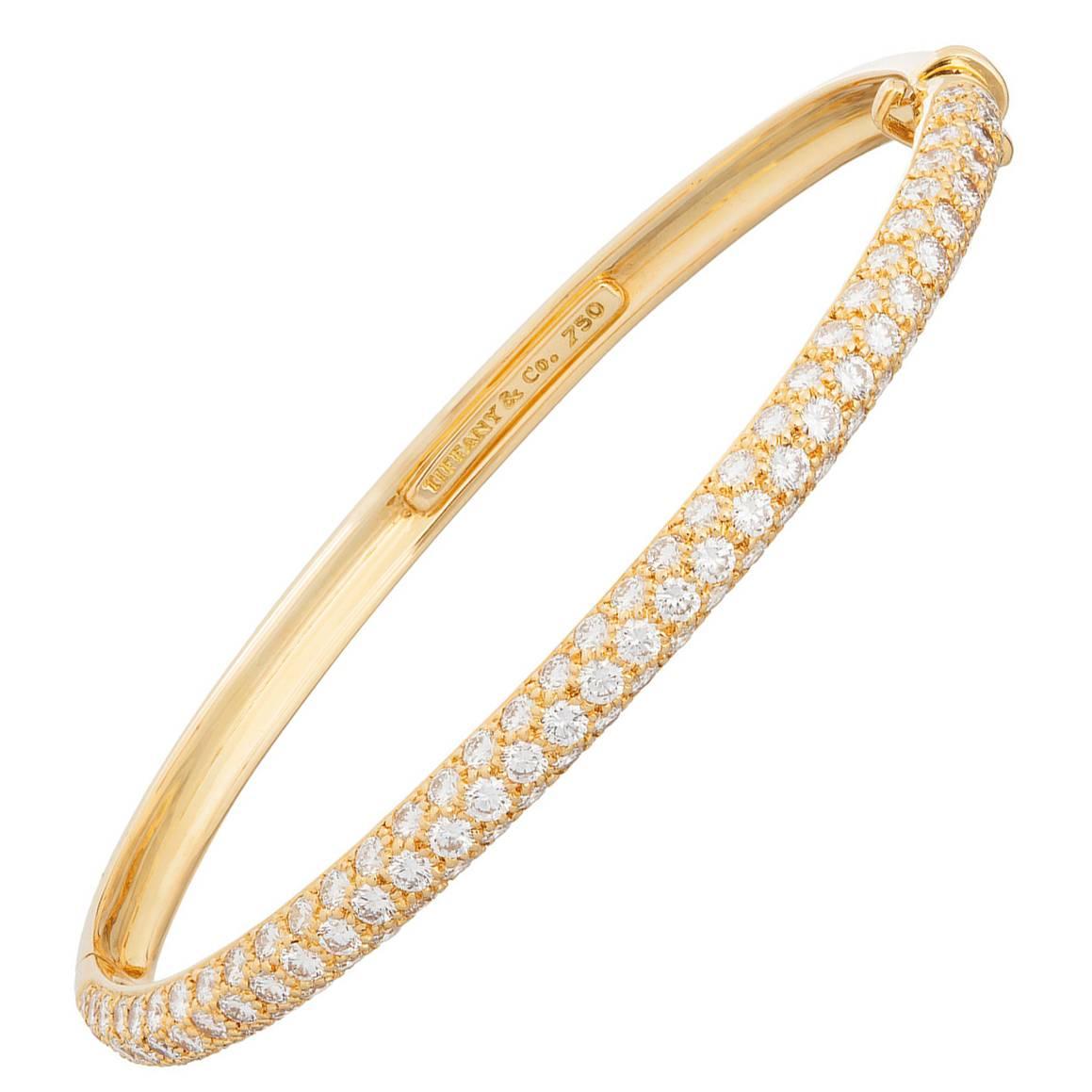 Tiffany & Co. Pave Diamond Gold Bangle Bracelet