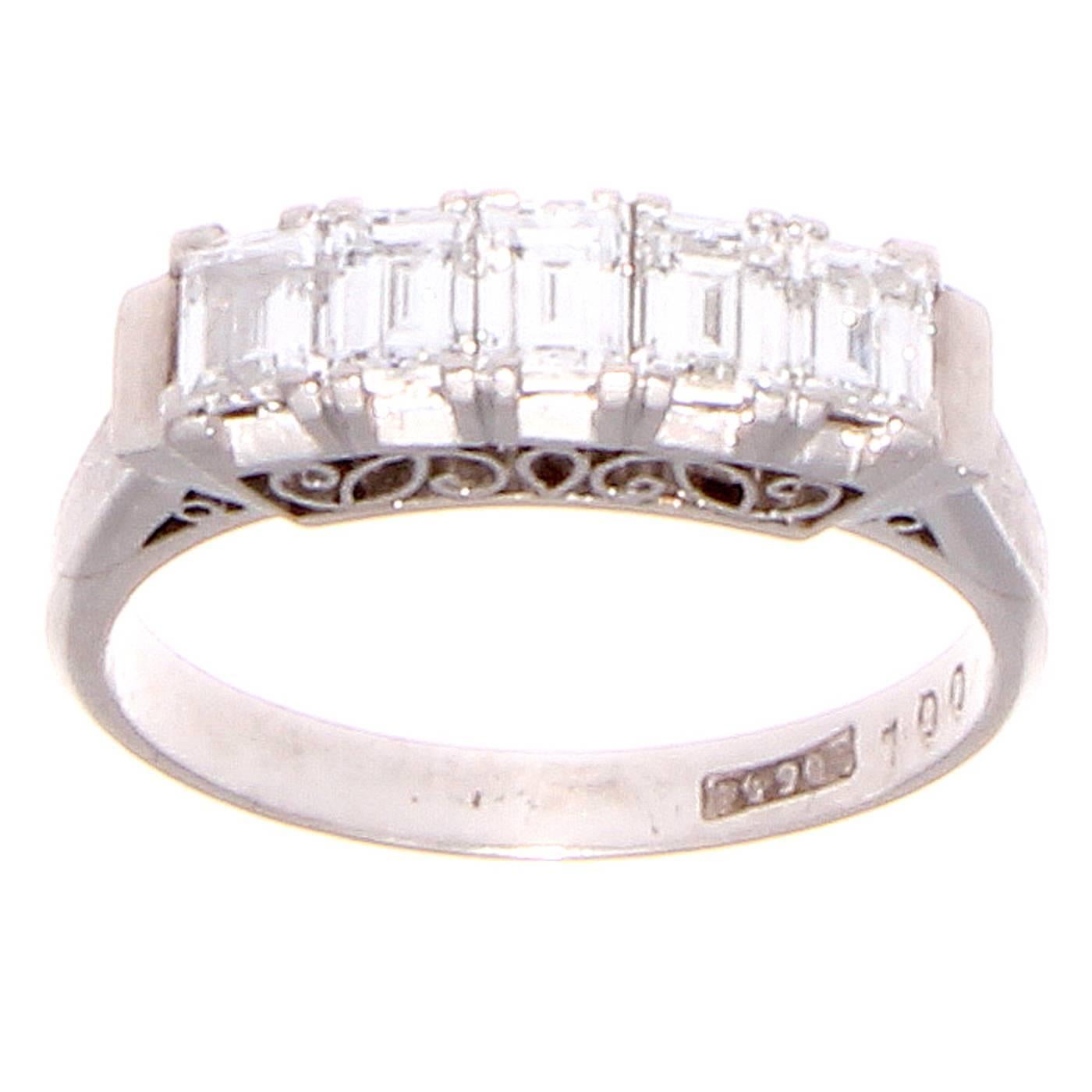 Emerald Cut Diamond Gold Band Ring
