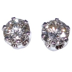 1 Carat Diamond Gold Stud Earrings