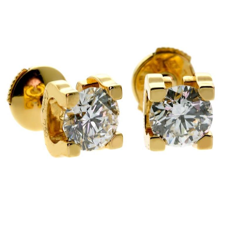 cartier diamond earrings c on side