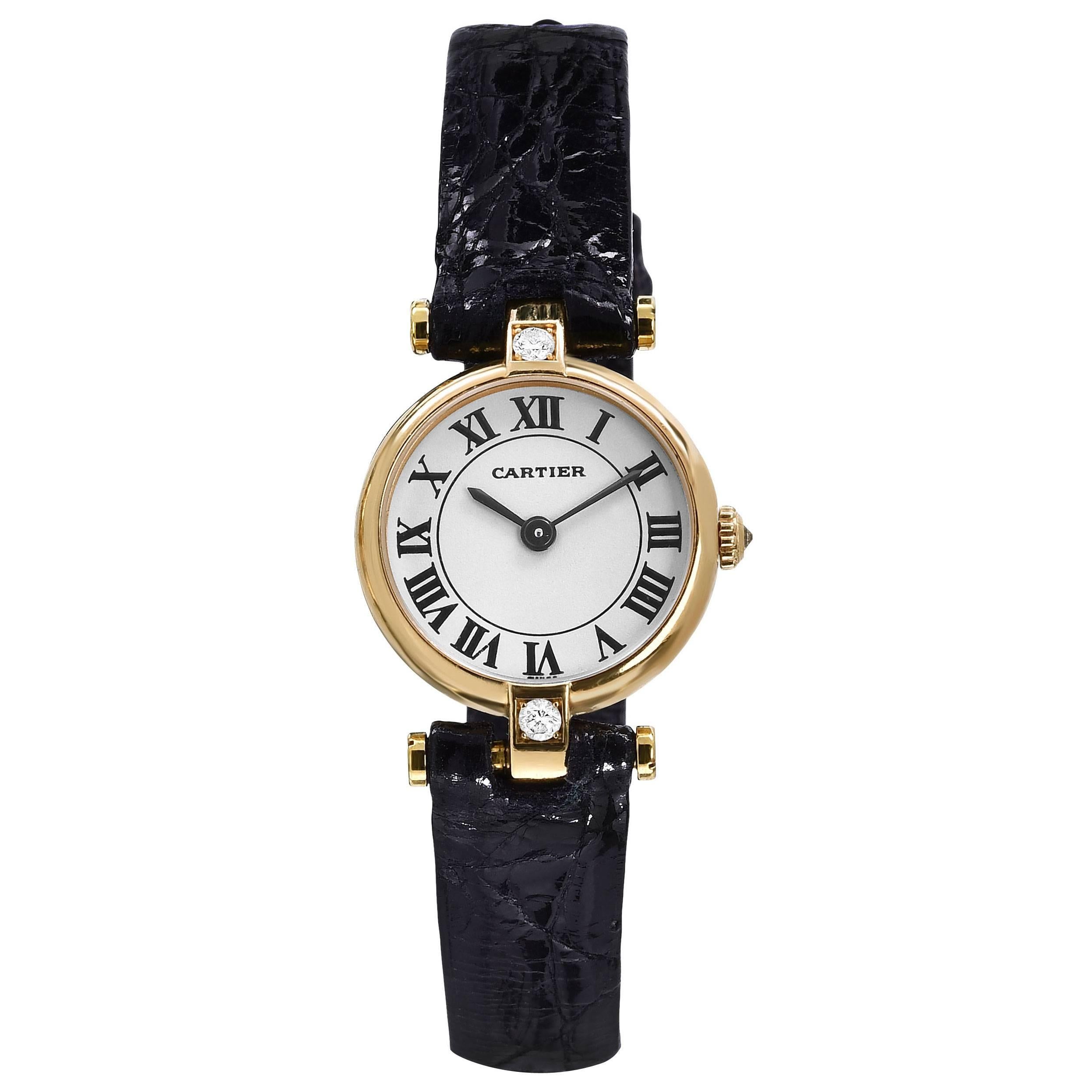 Cartier Paris Yellow Gold Diamond Dress Quartz Wristwatch