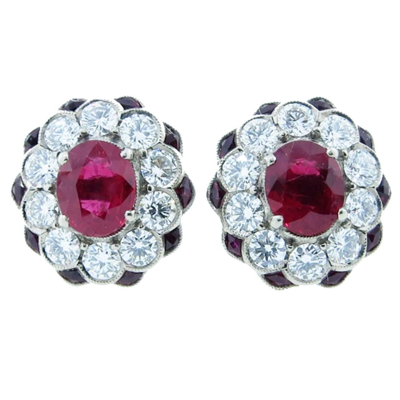 Kwiat Ruby Diamond Gold Earrings