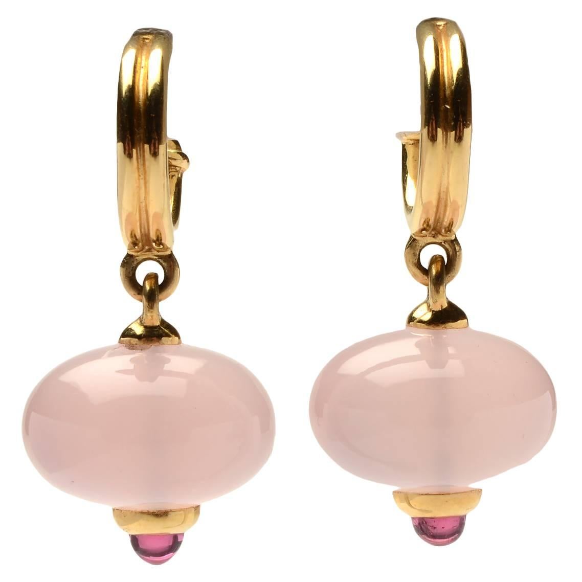 Paloma Picasso Tropfenohrringe aus Gold mit Rosenquarz und Turmalin