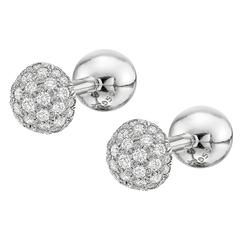 Tiffany Pave Diamond Platinum Dumbbell Cufflinks