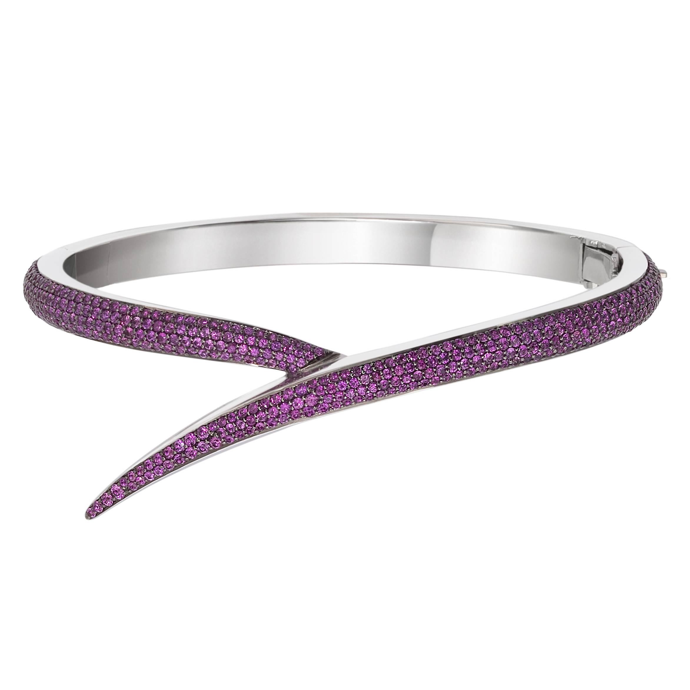 Shaun Leane Pink Sapphire Gold Bangle Bracelet For Sale