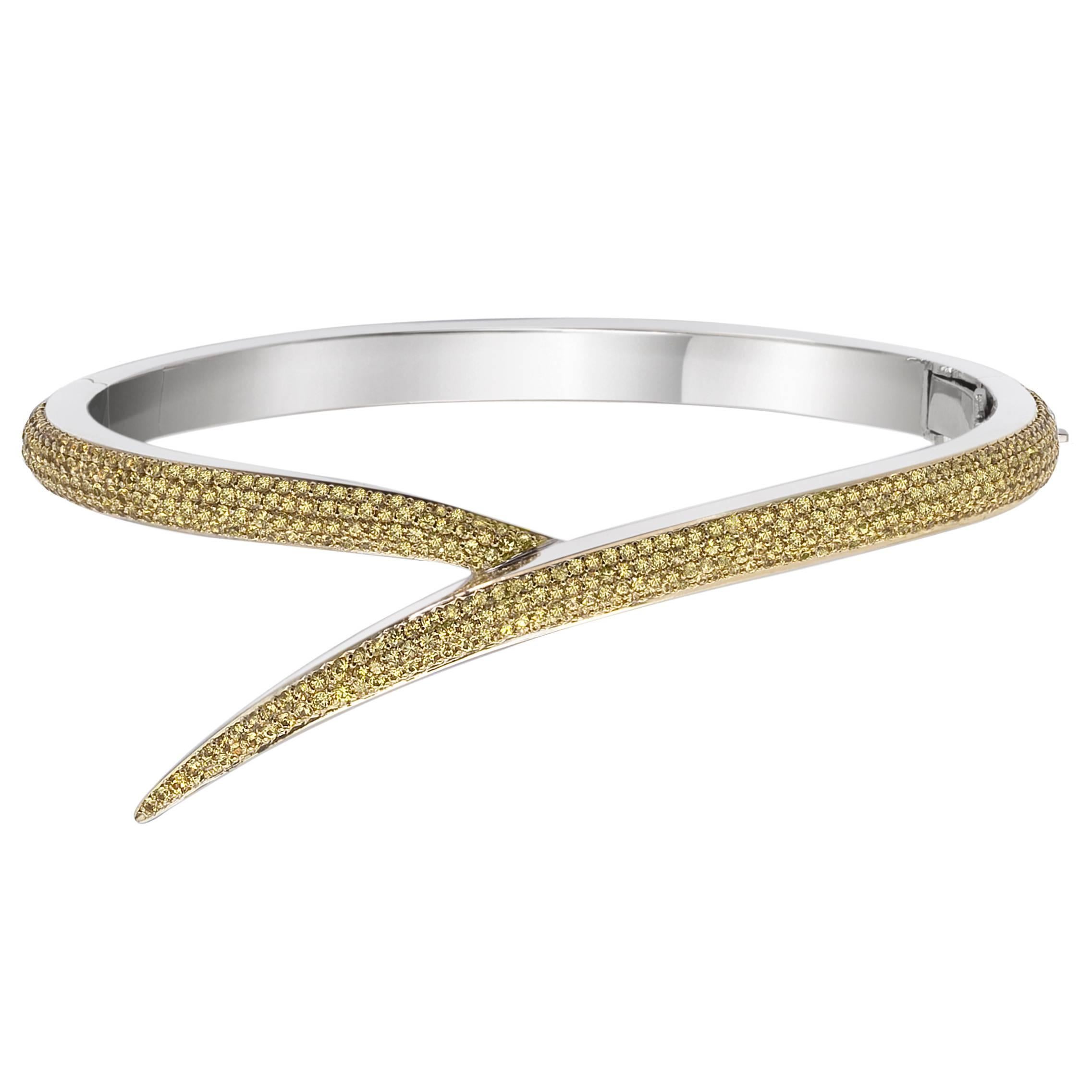 Shaun Leane Yellow Sapphire Gold Entwined Bangle Bracelet For Sale