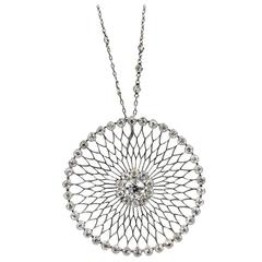 Edwardian 1.25 Carat Diamond Platinum Circle Pendant