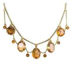 Victorian Citrine Gold Festoon Necklace 11