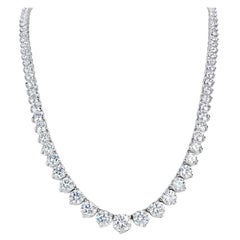 GIA Certified Diamond Graduated Riviere Necklace 50.24 Carat Platinum