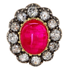 Vintage 12.84 Carat GIA Cert Burma Ruby Diamond Gold Ring