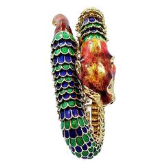 Enamel Ruby Gold Snake Bracelet