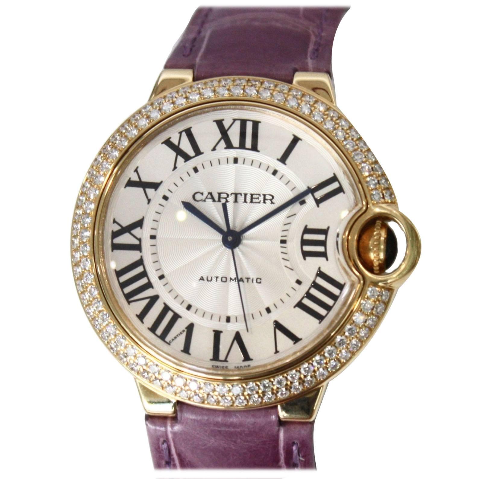 Cartier Yellow Gold Ballon Bleu Automatic Wristwatch Ref W69006 For Sale