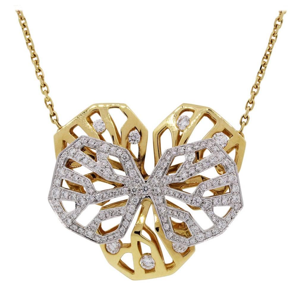 Cartier Diamond Two Color Gold Caresse D'orchidees Necklace