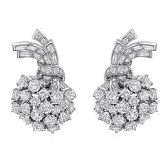 Tiffany 
Co. ​Diamond Platinum Foliate Spray Earclips