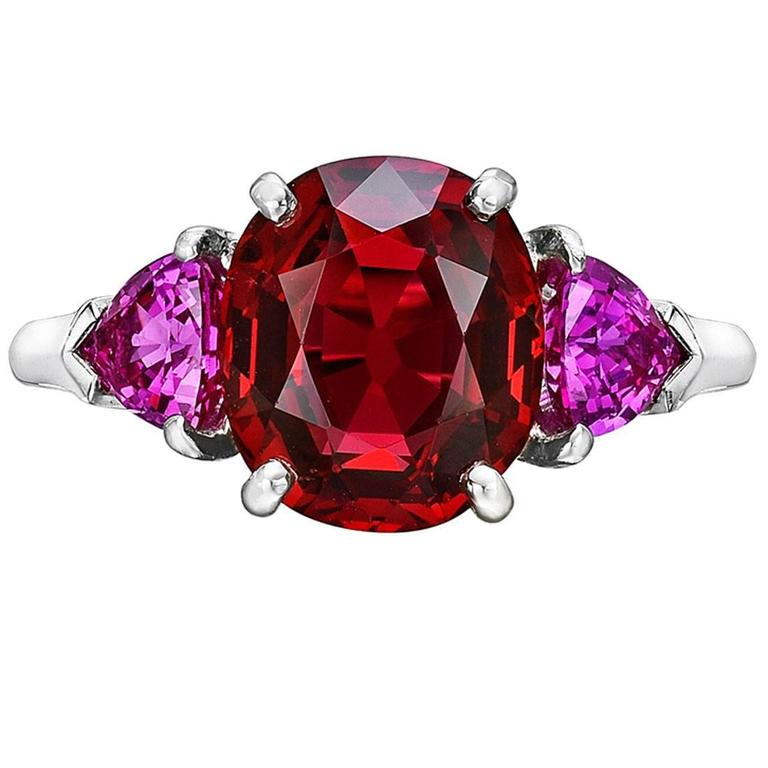 Red Spinel Pink Sapphire Platinum Ring at 1stDibs