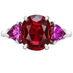 Red ​Spinel Pink Sapphire Platinum Ring