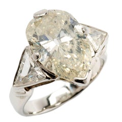 Art Deco Teardrop Diamond Platinum Engagement Ring
