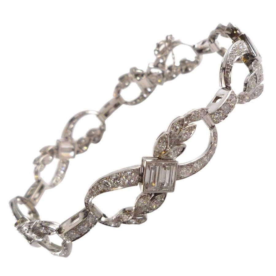 Tiffany & Co. Diamond Palladium Link Bracelet For Sale