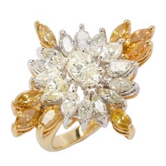 Vintage Fancy Diamond Yellow Gold Cocktail Ring