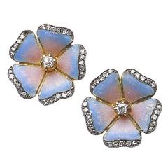 Enamel Diamond Flower Earrings 5
