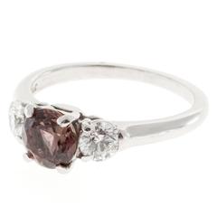 Natural Brown Pink Sapphire Diamond Platinum Engagement Ring 6