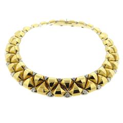 Impressive 1980s Diamond Gold Wide Necklace