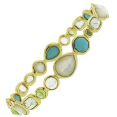 Ippolita Gold Rock Candy Multi Color Gemstone Bangle Bracelet
