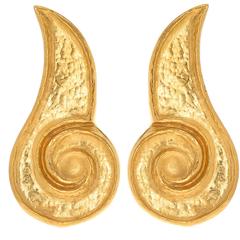1990s Lalaounis Hand Hammered Gold Earrings