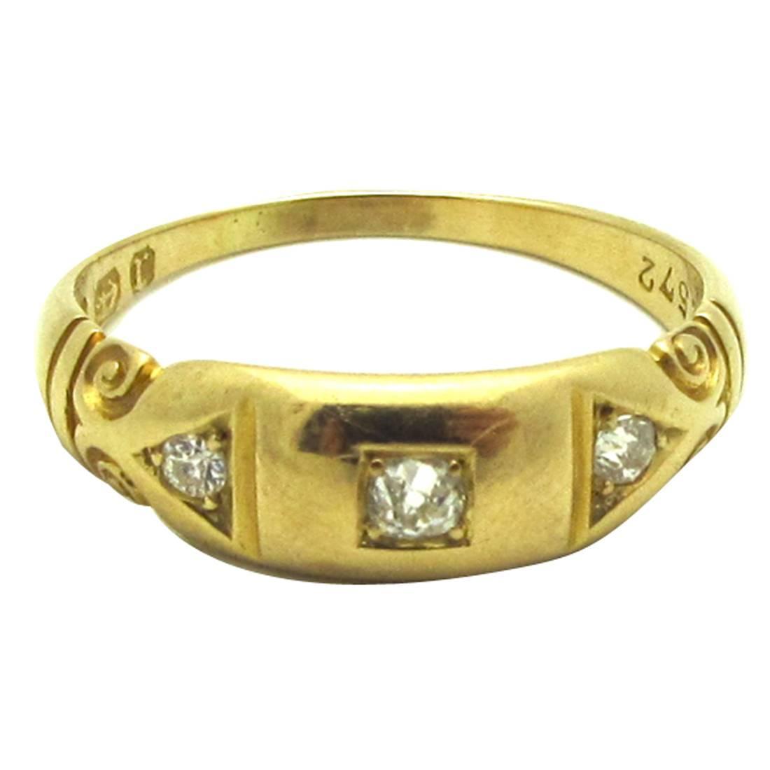 Diamond Gold Birmingham England Band Ring at 1stdibs