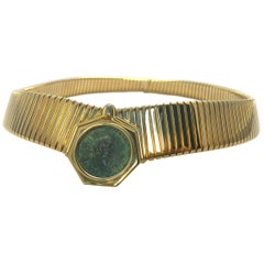 Bulgari Unusual Tubogas Coin Gold Necklace
