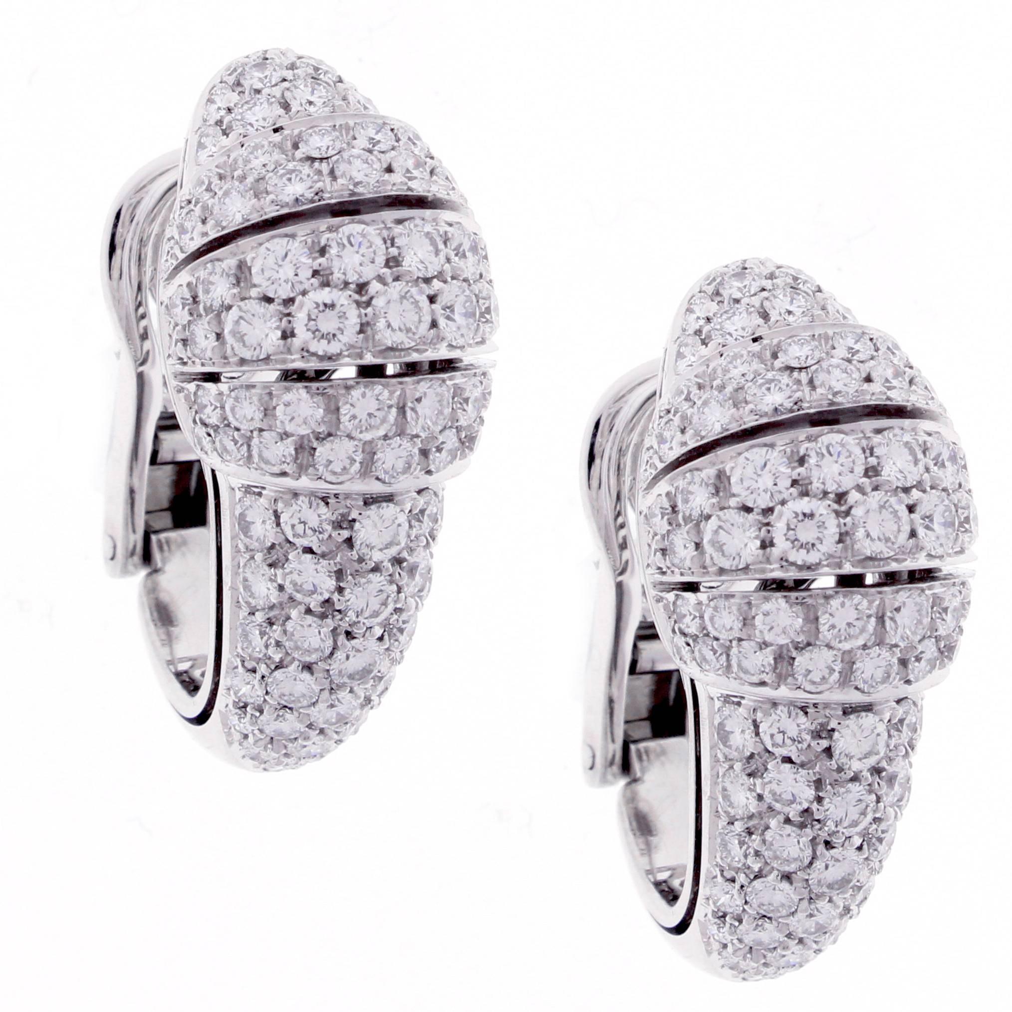 Picchiotti  Pave Diamond Gold Hoop Earrings