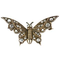 Victorian Diamond Gold Butterfly Brooch 1