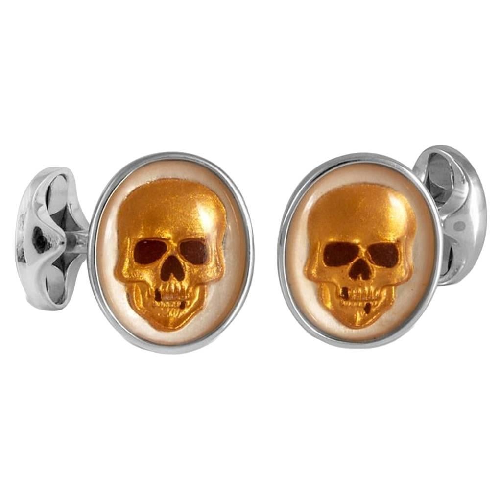 Deakin & Francis Cameo Sterling Silver Skull Cufflinks