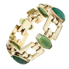 Chrysoprase Gold Link Bracelet 5