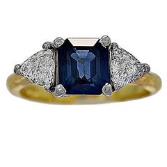 Sapphire Diamond Gold Engagement Ring