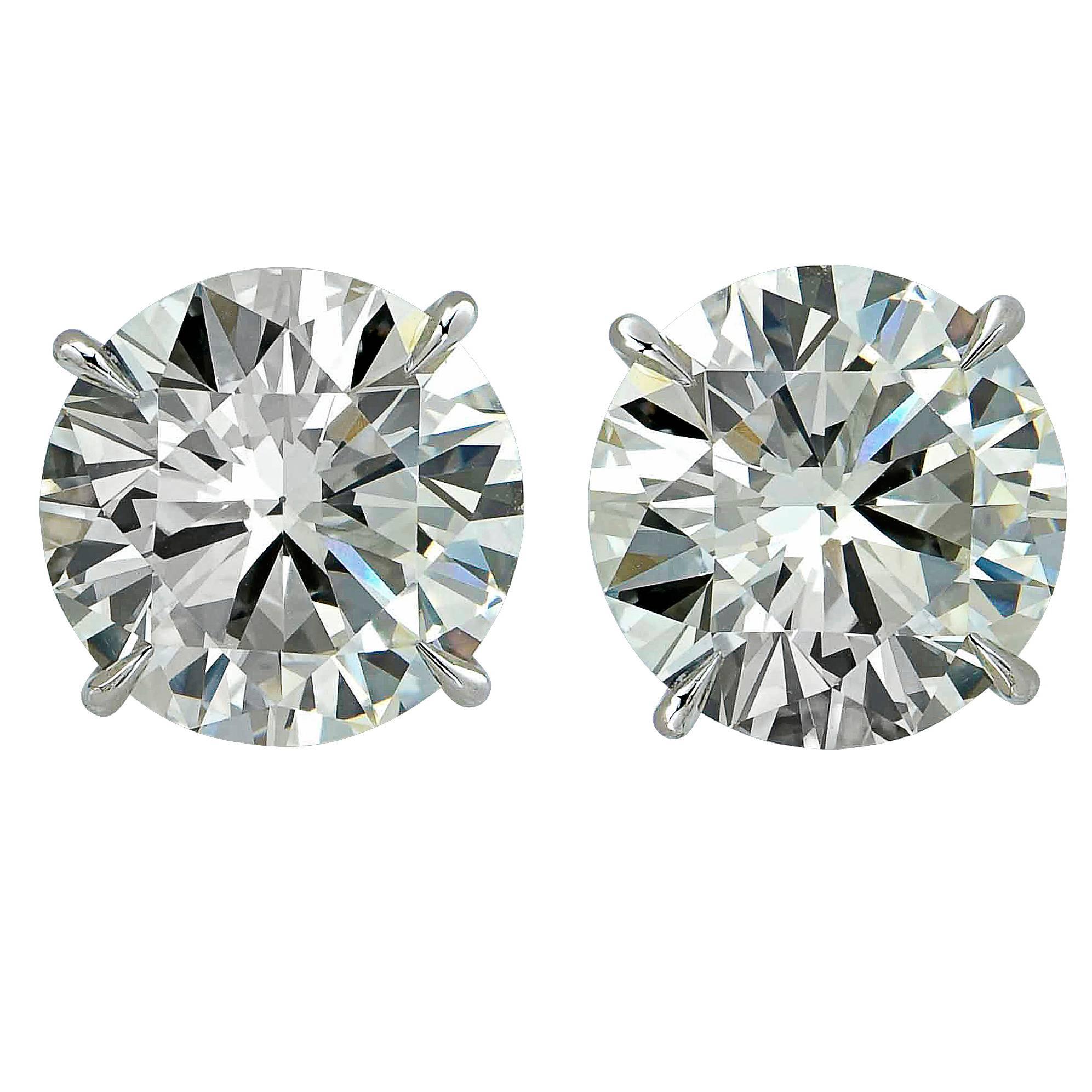 Vivid Diamonds 7.38 Carat Solitaire Diamond Platinum Stud Earrings