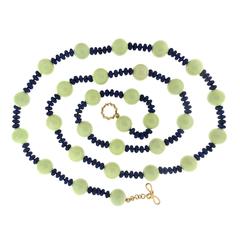 Chrysophrase Ball Lapis Roundels Gold Necklace 2