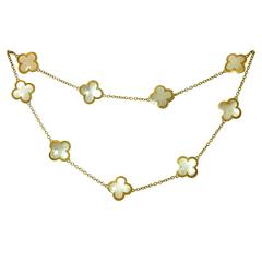 Van Cleef & Arpels Pure Alhambra Mother-of-Pearl Gold 9 Motif Necklace