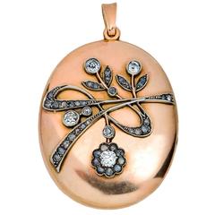 Art Nouveau Antique Diamond Gold Locket Pendant