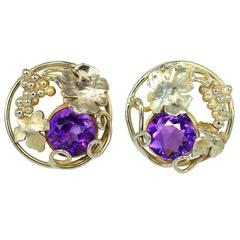 Amethyst Gold Stud Earrings