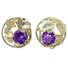 Amethyst Gold Stud Earrings