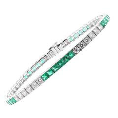 Emerald Diamond Platinum Bracelet