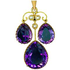 Antique Russian Amethyst Gold Girandole Pendant